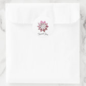 Bedankt voor de roze bloem ronde sticker (Tas)