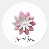 Bedankt voor de roze bloem ronde sticker (Voorkant)