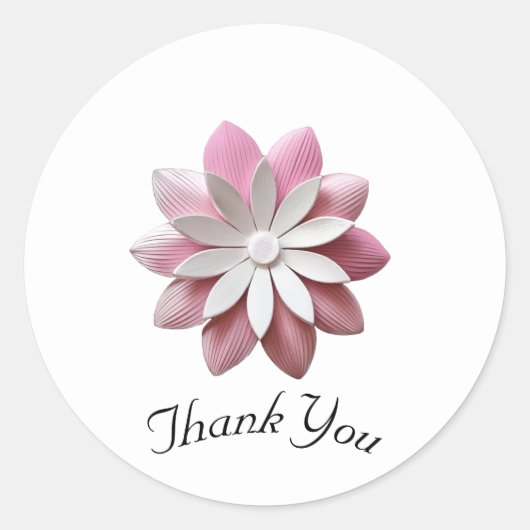 Bedankt voor de roze bloem ronde sticker (Voorkant)