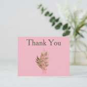 Bedankt voor de roze en groene bloemen briefkaart (Staand voorkant)