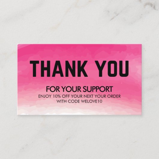Bedankt voor de roze korting op Waterverf Business Visitekaartje (Voorkant)