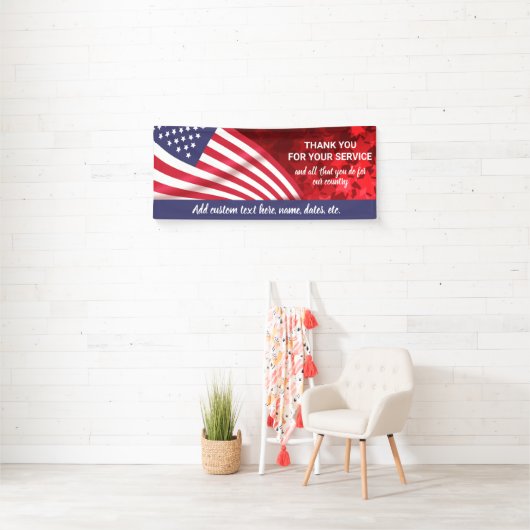 Bedankt voor de service, Patriottic USA Flag Custo Spandoek (Insitu)