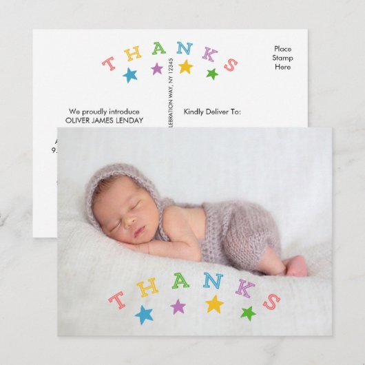 Bedankt voor de sterren | Briefkaart ter bekendmak (Voorkant / Achterkant)