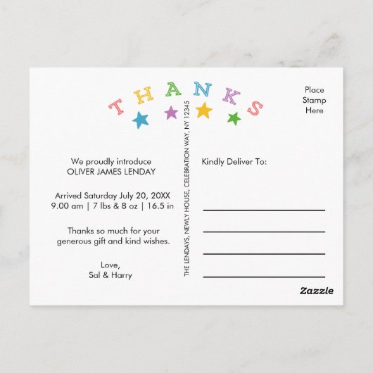 Bedankt voor de sterren | Briefkaart ter bekendmak (Achterkant)