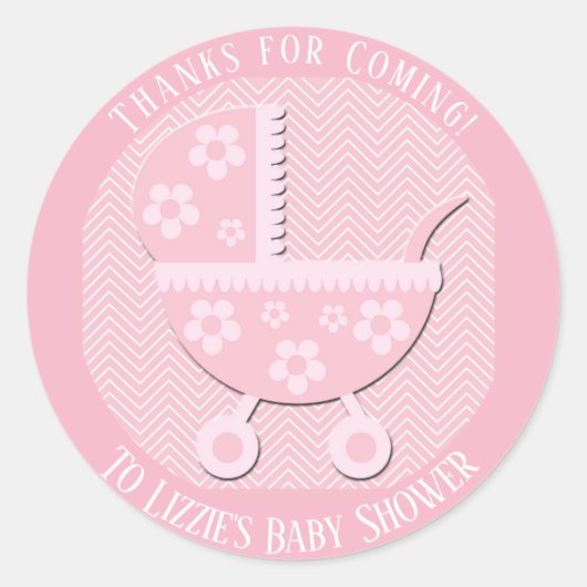 Bedankt voor de Sticker Roze Baby shower (Voorkant)