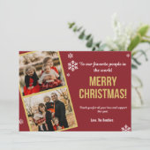 Bedankt voor de Support Multi Photo Christmas Kaar Kaart (Staand voorkant)