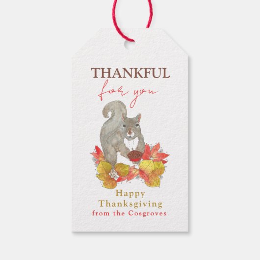 Bedankt voor de Thanksgiving van je eekhoorn Cadeaulabel (Achterkant)