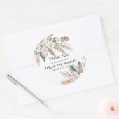 Bedankt voor de tropische Floral Pampas Grass, Fea Ronde Sticker (Envelop)