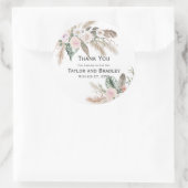 Bedankt voor de tropische Floral Pampas Grass, Fea Ronde Sticker (Tas)