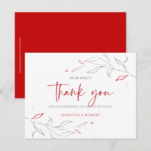 Bedankt voor de typografie van rode en grijze bloe (Voorkant / Achterkant)