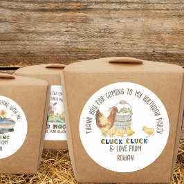 Bedankt voor de verjaardag van Coming Chicken Boer Ronde Sticker