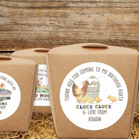 Bedankt voor de verjaardag van Coming Chicken Boer Ronde Sticker
