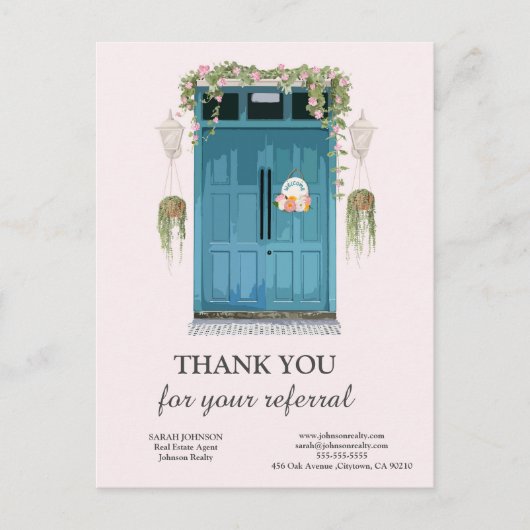 Bedankt voor de verwijzing Vastgoed Ansichtkaart Briefkaart (Voorkant)