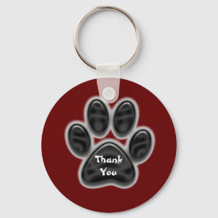 Bedankt voor de waardering van Black Paw Print Pet Sleutelhanger
