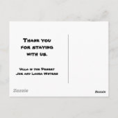 Bedankt voor de waardering van de gastwoestijn briefkaart (Achterkant)