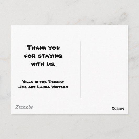 Bedankt voor de waardering van de gastwoestijn briefkaart (Achterkant)