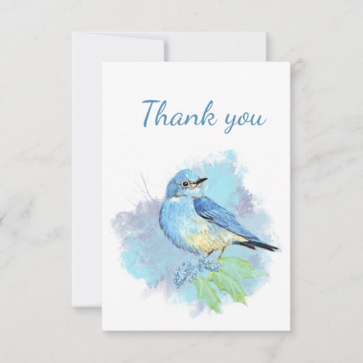 Bedankt voor de Waterverf Bluebird Garden Bird Art (Voorkant)