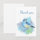 Bedankt voor de Waterverf Bluebird Garden Bird Art (Voorkant / Achterkant)