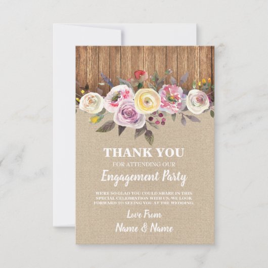 Bedankt voor de Waterverf van Burlap Wood Kaart (Voorkant)