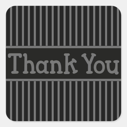 Bedankt voor de zwarte en grijze streep vierkante sticker (Voorkant)