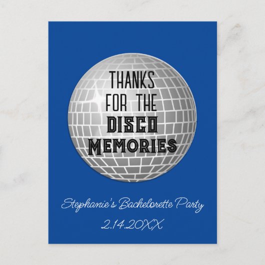 Bedankt voor Disco Herinneringen vrijgezellenfeest Briefkaart (Voorkant)