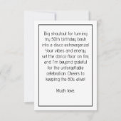 BEDANKT voor Disco Love Gold Ball Retro Verjaardag (Achterkant)