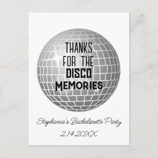 Bedankt voor Disco Memories vrijgezellenfeest Beda Briefkaart (Voorkant)