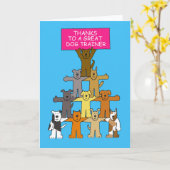 Bedankt voor Dog Trainer Cartoon Dogs Kaart (Gele Bloem)