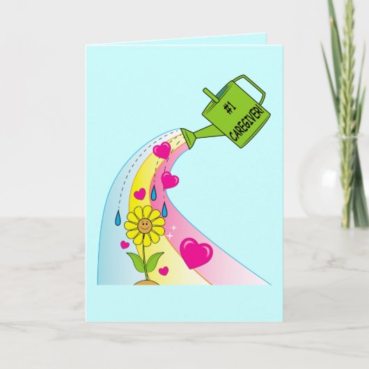 Bedankt voor een Caregiver Rainbow and Hearts (Voorkant)