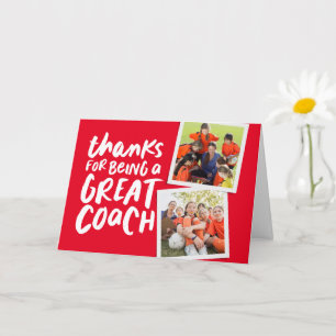 Bedankt voor een geweldige coach rode foto bedankt kaart