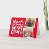 Bedankt voor een geweldige coach rode foto bedankt kaart (Voorkant)