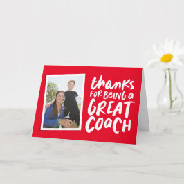 Bedankt voor een geweldige coach rode foto kaart