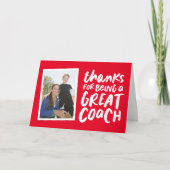 Bedankt voor een geweldige coach rode foto kaart (Voorkant)