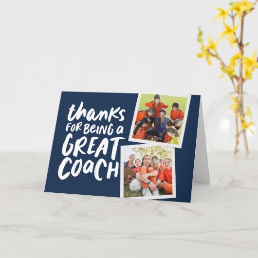Bedankt voor een geweldige coach twee foto bedankt kaart (Gele Bloem)