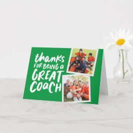 Bedankt voor een geweldige coach twee foto bedankt kaart