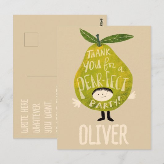 Bedankt voor een pe-perfect feestje grappige peer  briefkaart (Voorkant / Achterkant)