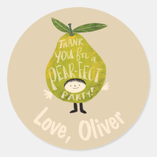 Bedankt voor een pear-fect feestje grappige perent ronde sticker
