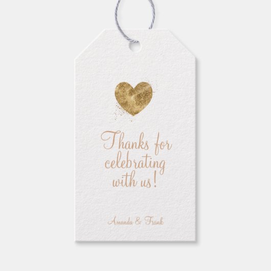 Bedankt voor feestvieren met US Gold Sparkle Cadeaulabel (Voorkant)