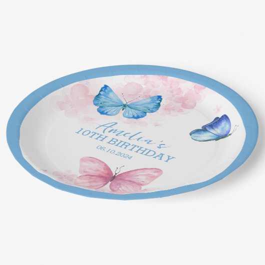 Bedankt voor fladderende Vlinders Verjaardag Papieren Bordje (Gekanteld)