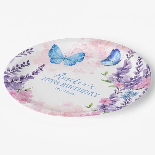 Bedankt voor fladderende Vlinders Verjaardag Papieren Bordje (Gekanteld)