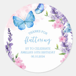 Bedankt voor fladderende Vlinders Verjaardag Ronde Sticker