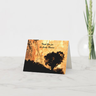 Bedankt voor Flowers One Tree Sunrise Note Kaart