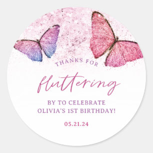 Bedankt voor fluiten met vlinder Hartelijk dank Ronde Sticker