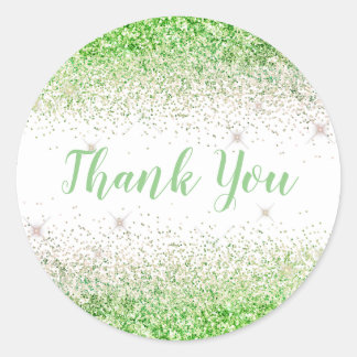 Bedankt voor Glam Limoen Glitter Elegant Girly Scr Ronde Sticker