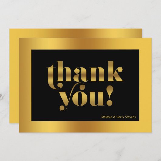 Bedankt voor gouden typografie, goud en zwart (Voorkant / Achterkant)