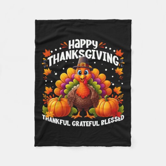 Bedankt voor Grateful Blessed Happy Thanksgiving T Fleece Deken (Voorkant)