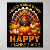 Bedankt voor Grateful Blessed Happy Thanksgiving T Poster (Voorkant)