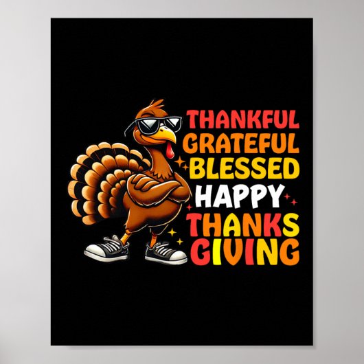 Bedankt voor Grateful Blessed Happy Thanksgiving T Poster (Voorkant)