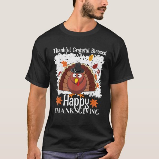 Bedankt voor Grateful Blessed Happy Thanksgiving T T-shirt (Voorkant)