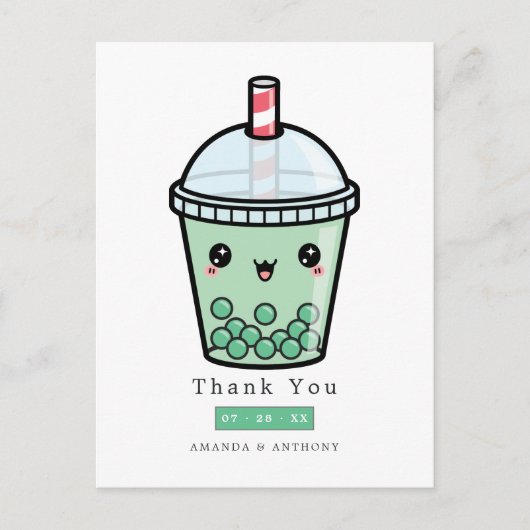 Bedankt voor groene en witte Waterverf Briefkaart (Voorkant)